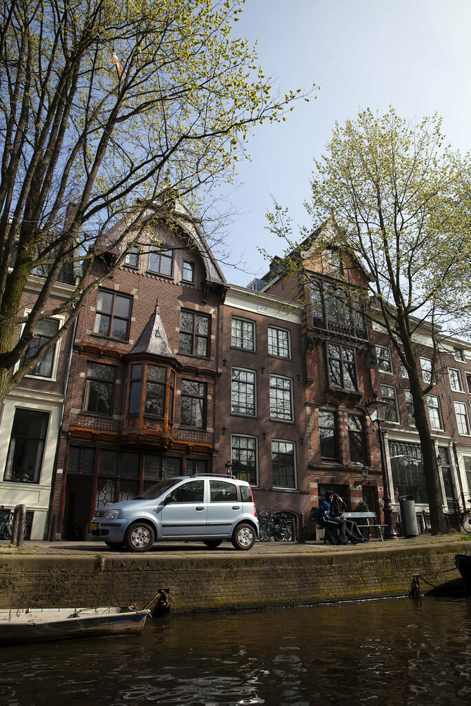 Homes by the canal in Amsterdam