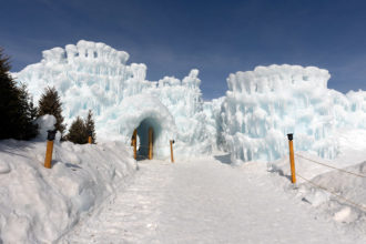 Wide shot of the ice castle exit