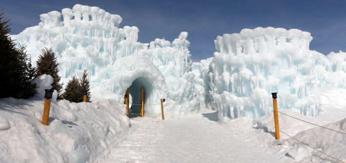 Wide shot of the ice castle exit